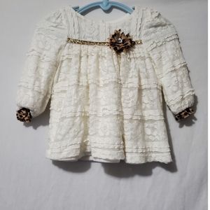 Long sleeve cream lace dress size 3-6 months